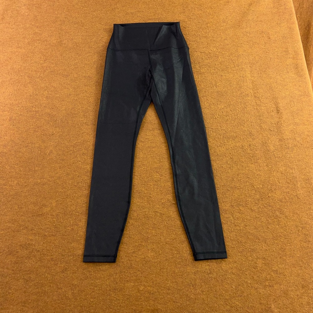 CRZ YOGA Womens Small Black Faux Leather Metallic High Rise Yoga Leggings NWT